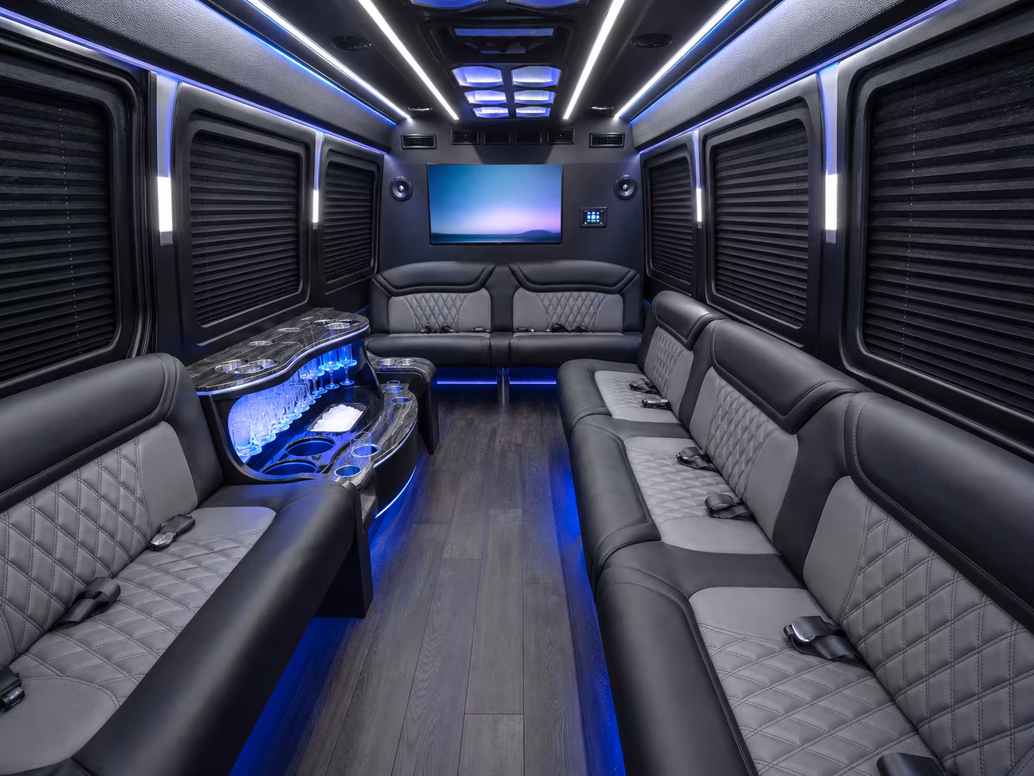 south gate 50 passenger party bus interior