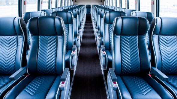 south gate 55 passenger charter bus inside